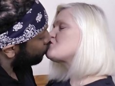 Blonde granny loves riding a big black cock